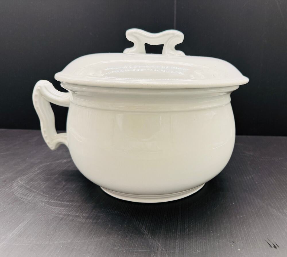 Antique Royal Stone China Maddock & Co. Burslem England Lidded Chamber Pot
